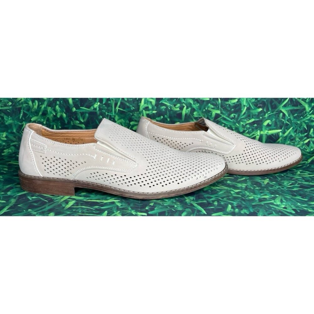 Masimo New York Shoes Mens Size 10 Beige Perforated Slip On Dress Casual Loafers